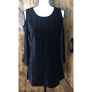 Dennis Basso Black Velvet Stretchy Cold Shoulder